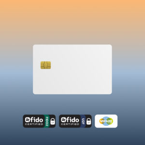 Cryptnox FIDO2 and MIFARE white PVC smart card, customizable security key for 2FA and building access