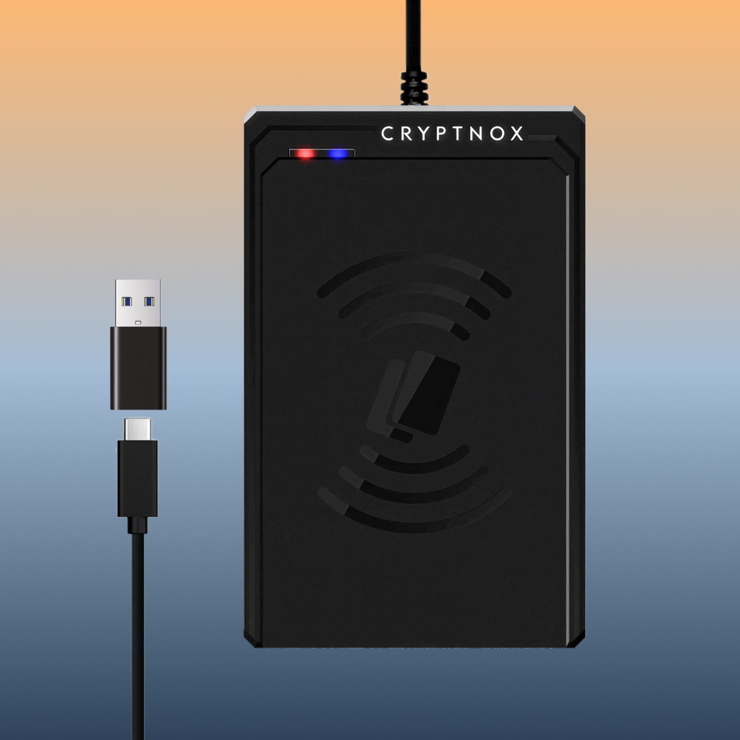 Cryptnox NFC USB-C contactless smart card reader with USB-A adapter